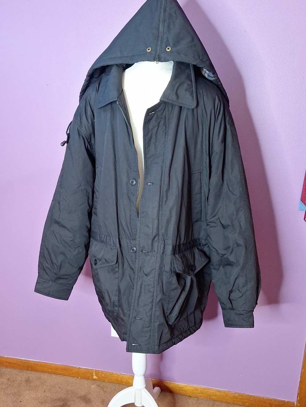 Falcon Bay Black Hooded Warm Winter Ski Parka Jacket
